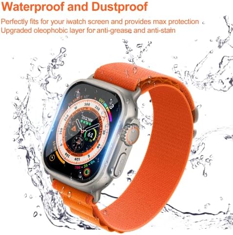 iiTeeology [6 חבילה] תואם למגן מסך Apple Watch Ultra, מגן מסך זכוכית מחוסמת למים למים עבור iWatch Ultra 49 ממ בועה ללא קשיות